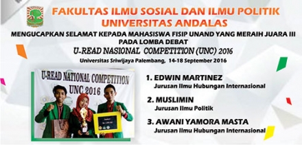 Tim Debat FISIP Juara 3 UNC 2016 di Palembang