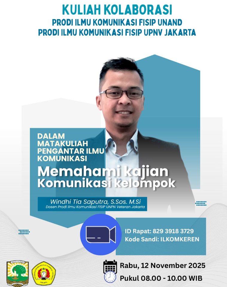 Departemen Ilmu Komunikasi FISIP Universitas Andalas kembali menggelar kuliah kolaborasi bersama Prodi Ilmu Komunikasi FISIP UPN Veteran Jakarta.