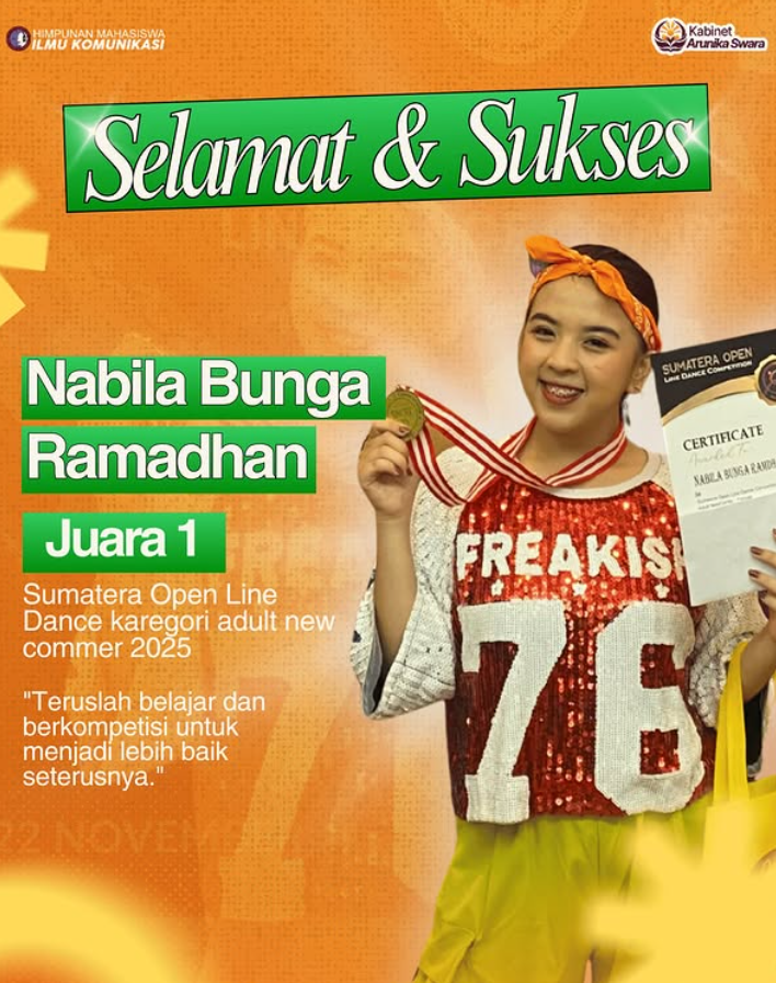 Mahasiswa Ilmu Komunikasi Raih Juara 1 Sumatera Open Line Dance Competition 2025